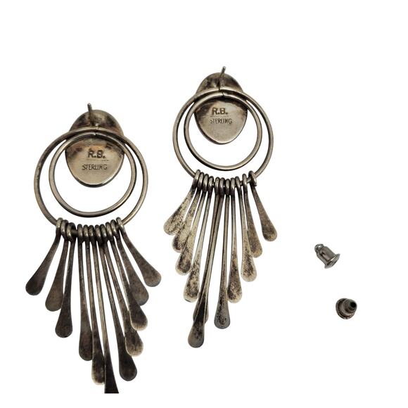 Navajo Sterling Silver Purple Earrings 925 Drop Richard Begay RB Dangle Western - Picture 6 of 7